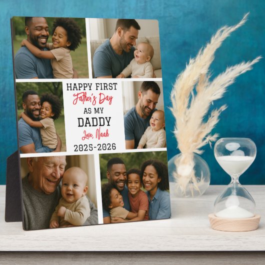 Happy First Father Day Photo Collage Fotoplatte (Seite)