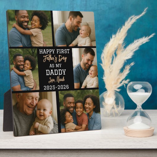 Happy First Father Day Photo Collage Fotoplatte (Seite)