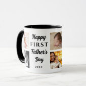 Happy First Father's Day Black 8 Photo Collage Dad Tasse (Vorderseite Links)