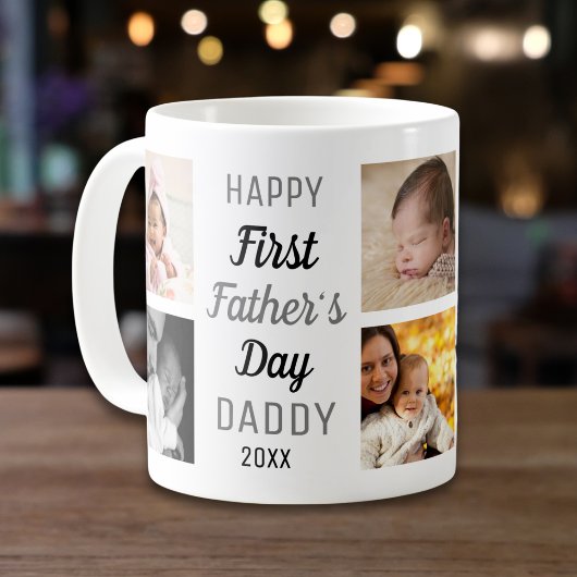 Happy First Father's Day Daddy 8 Photo Collage   Kaffeetasse