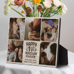 Happy First Father's Day Daddy Wood Photo Collage Fotoplatte<br><div class="desc">Celebrate a precious milestone with this Happy First Father’s Day Daddy Wood Photo Collage Plaque, a heartfelt keepsake perfect for honoring a new dad. The design features the quote “happy first father’s day” in dark brown typography on a soft pale white wooden grain background for a warm rustic wood look....</div>