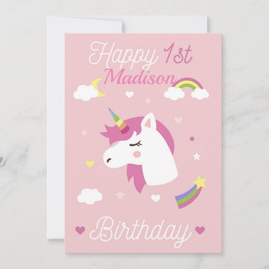 Happy First Geburtstag Einladung (Vorderseite)