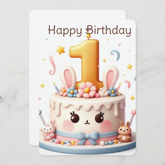 Happy First Geburtstag Feiertagskarte (Vorne/Hinten)