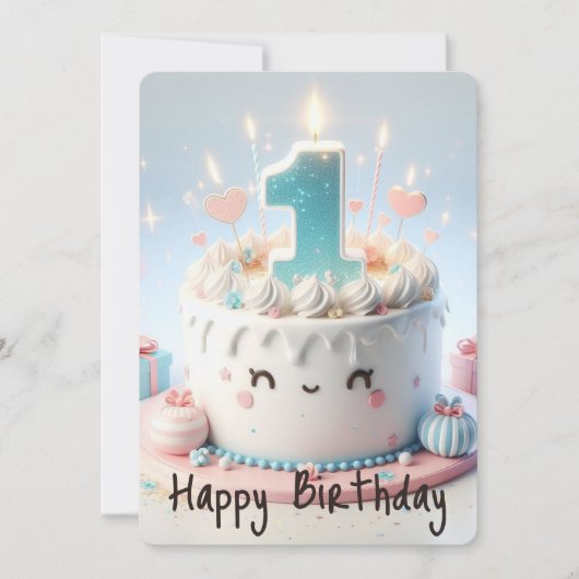 Happy First Geburtstag Feiertagskarte (Vorderseite)