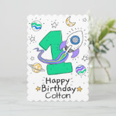 Happy First Geburtstag Feiertagskarte (Stehend Vorderseite)