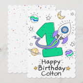 Happy First Geburtstag Feiertagskarte (Vorne/Hinten)