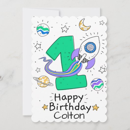 Happy First Geburtstag Feiertagskarte (Vorderseite)