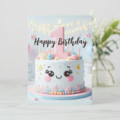Happy First Geburtstag Feiertagskarte (Stehend Vorderseite)