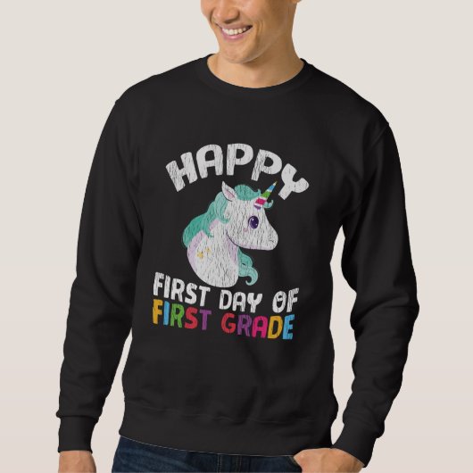 Happy First Grade School Lehrer Kinder Crew Unicor Sweatshirt (Vorderseite)