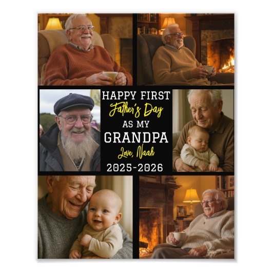 Happy First Grandpa Day Photo Collage Fotodruck (Vorne)