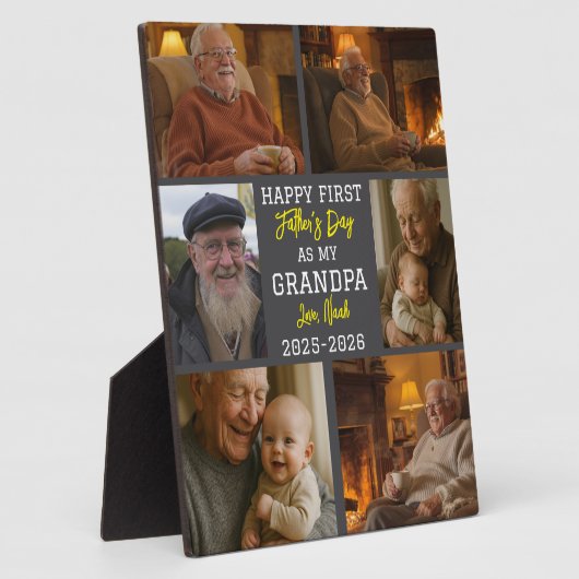 Happy First Grandpa Day Photo Collage Fotoplatte (Seite)