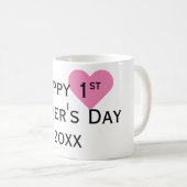 Happy First Mother Day Black & Pink Tasse (VorderseiteRechts)