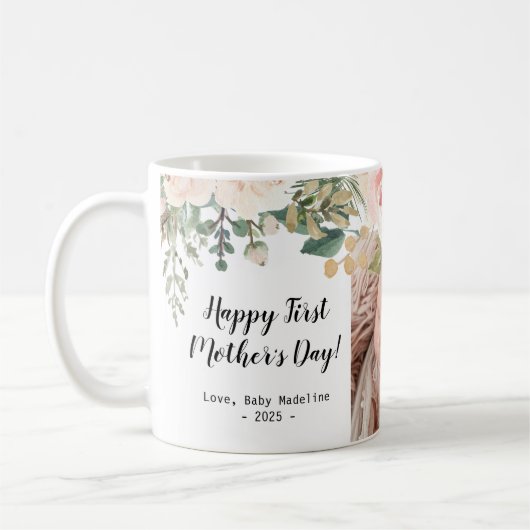 Happy First Mother Day Foto floral Kaffeetasse (Links)