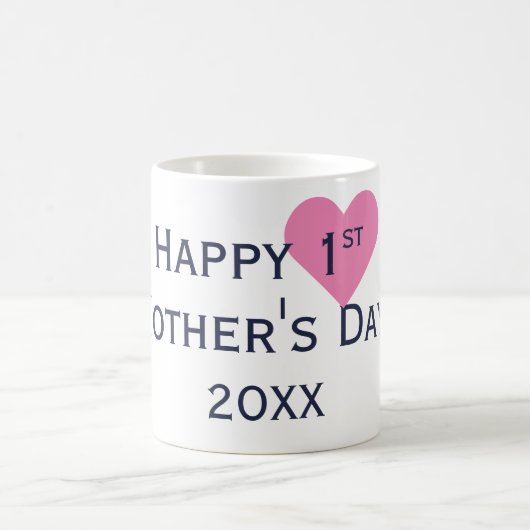 Happy First Mother Day Navy & Bright Pink Tasse (Mittel)