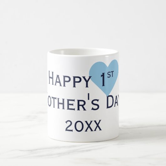 Happy First Mother Day Navy & Light Blue Tasse (Mittel)