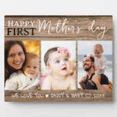 Happy First Mother's Day 3 Foto Collage Wood Fotoplatte (Vorderseite)