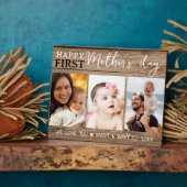 Happy First Mother's Day 3 Foto Collage Wood Fotoplatte (Seite)