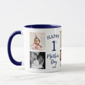 Happy First Mother's Day 8 Photo Collage Navy Blue Tasse (Links)