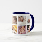 Happy First Mother's Day 8 Photo Collage Navy Blue Tasse (VorderseiteRechts)