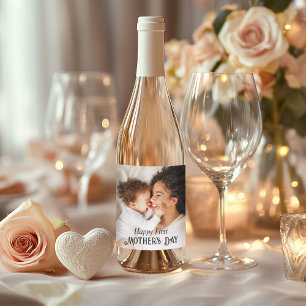 Happy First Mother's Day Custom Foto Weinetikett