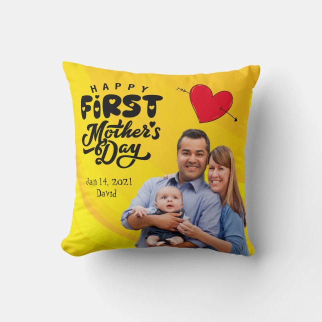Happy First Mother's Day Custom Throw Kissen (Vorderseite)