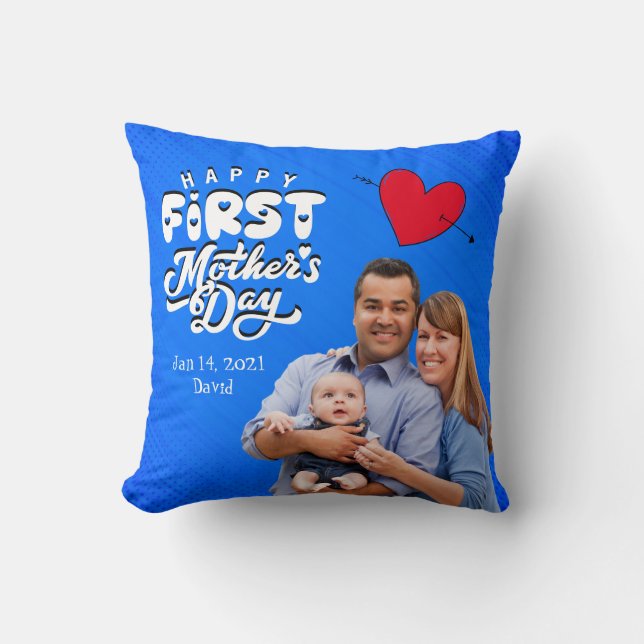 Happy First Mother's Day Custom Throw Kissen (Vorderseite)