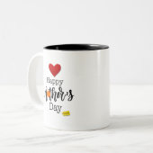 Happy First Mothers Day einfaches Design Zweifarbige Tasse (Vorderseite Links)