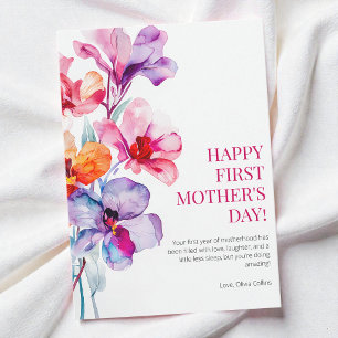 Happy First Mother's Day Elegante Blume Feiertagskarte