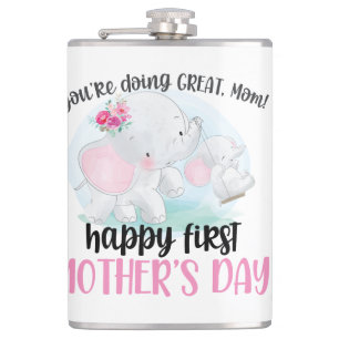 Happy First Mother's Day Elephant Flachmann