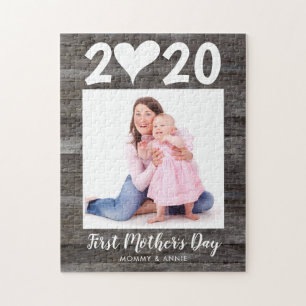 Happy First Mother's Day Foto Wood Keepake Herz Puzzle