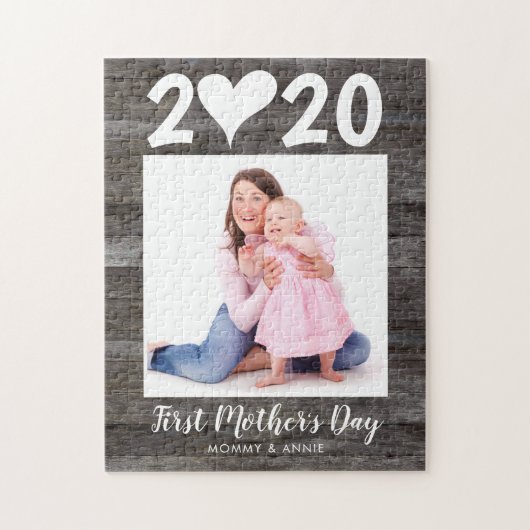 Happy First Mother's Day Foto Wood Keepake Herz Puzzle (Vertikal)
