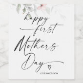 Happy First Mothers Day Gift für Mama von Husband Weinetikett (Einzelnes Label)