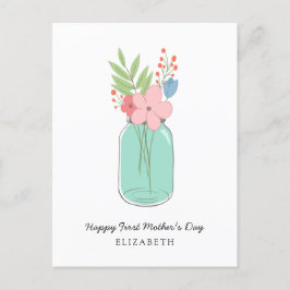 Happy First Mother's Day Mason Jar Blume Blumenkoh Feiertagspostkarte