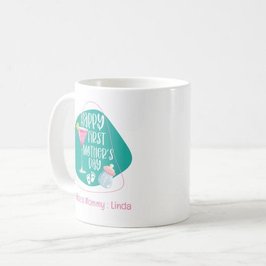 Happy First Mother's Day Niedlich Elegant Kaffeetasse (Vorderseite Links)