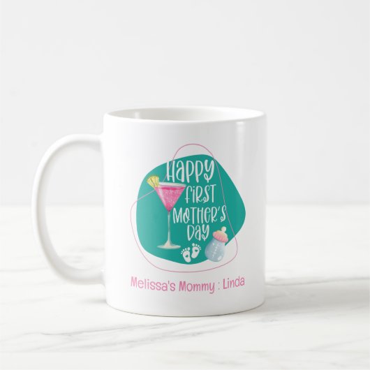 Happy First Mother's Day Niedlich Elegant Kaffeetasse (Links)