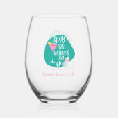 Happy First Mother's Day Niedlich Elegant Weinglas Ohne Stiel (Vorderseite)