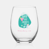 Happy First Mother's Day Niedlich Elegant Weinglas Ohne Stiel (Rückseite)