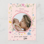 Happy First Mothers Day Niedlich Moderne Blume Fot Postkarte (Vorderseite)
