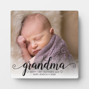 Happy First Mother's Day Oma Chic Script Foto Fotoplatte
