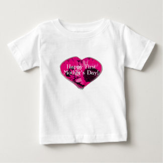 "Happy First Mother's Day" - Rosa Sonnenblumen/Her Baby T-shirt