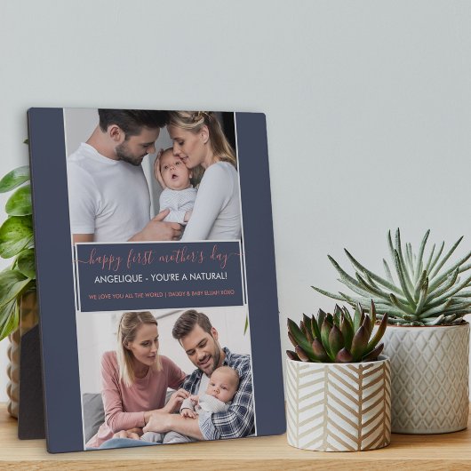 Happy First Mthers Day - 2 Foto Personalisiert Fotoplatte