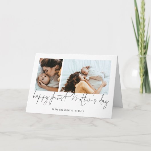 Happy First Mthers Day 2 Fotos Script Karte (Vorderseite)
