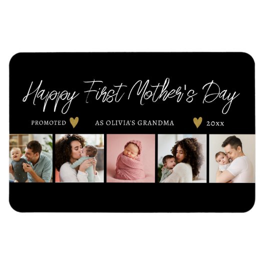 Happy First Mthers Day als Oma 5 FotoCollage Magnet (Horizontal)