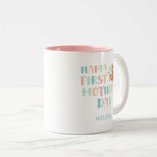 Happy First Mthers Day Boho Chic Custom Zweifarbige Tasse (VorderseiteRechts)