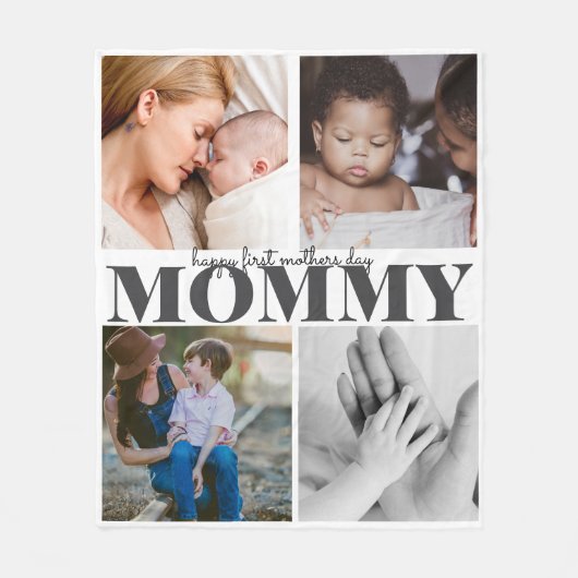 Happy First Mütter Tag niedliche Foto Collage Fleecedecke (Vorderseite)