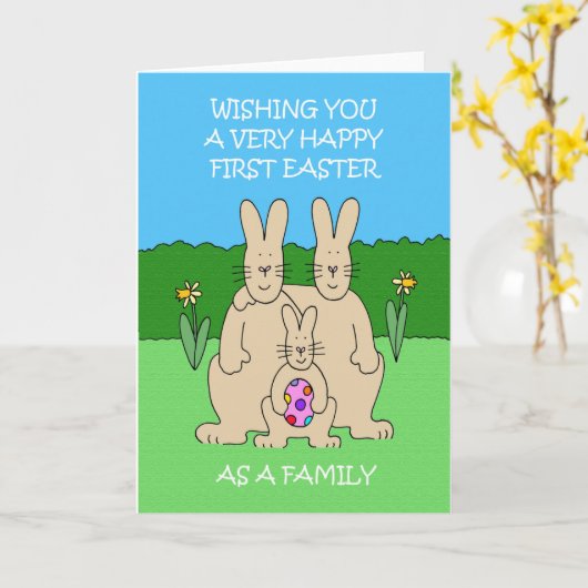 Happy First Oaster als Familie Karte (Gelbe Blume)