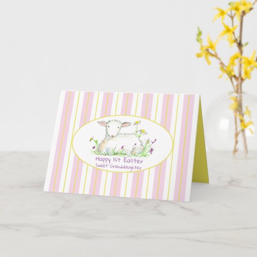 Happy First Oaster Grandtochter Lamb Karte (Gelbe Blume)