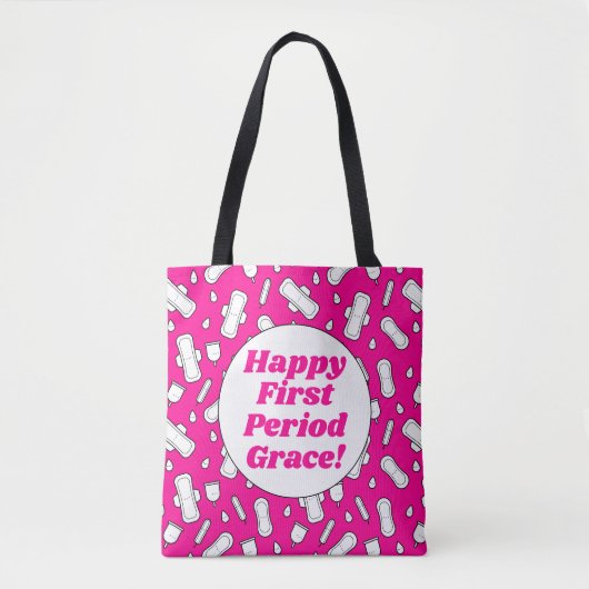 Happy First Period Party Hot Pink Niedlich Tampon Tasche (Vorderseite)