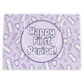 Happy First Period Party Lila Niedlich Tampon Pad Große Geschenktüte (Vorderseite)