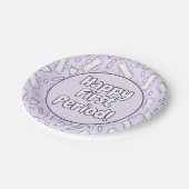 Happy First Period Party Lila Niedlich Tampon Pad Pappteller (Schrägansicht)